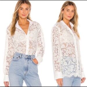 ATM Anthony Thomas Melillo
Floral Lace Sheer Panel Shirt in snow size XS